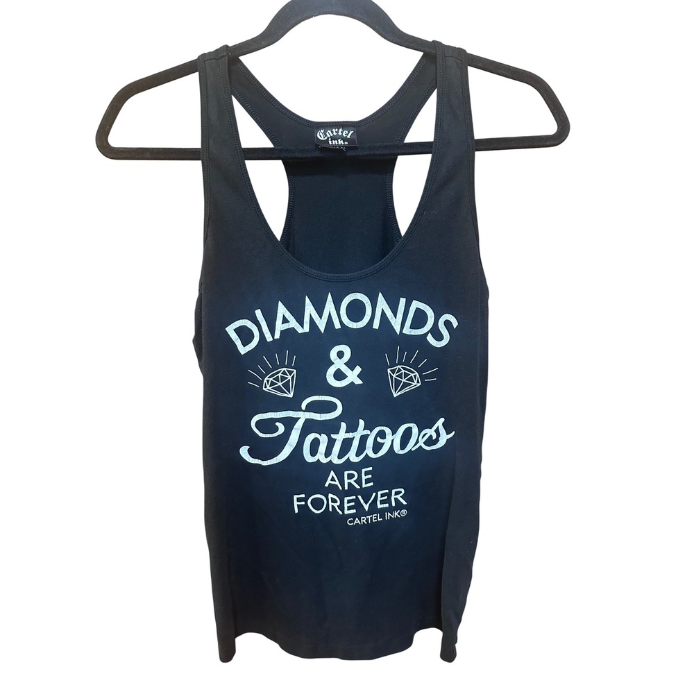 Cartel Ink Diamonds & Tattoos Are Forever‎ Racerback Tank Top Black Womens med